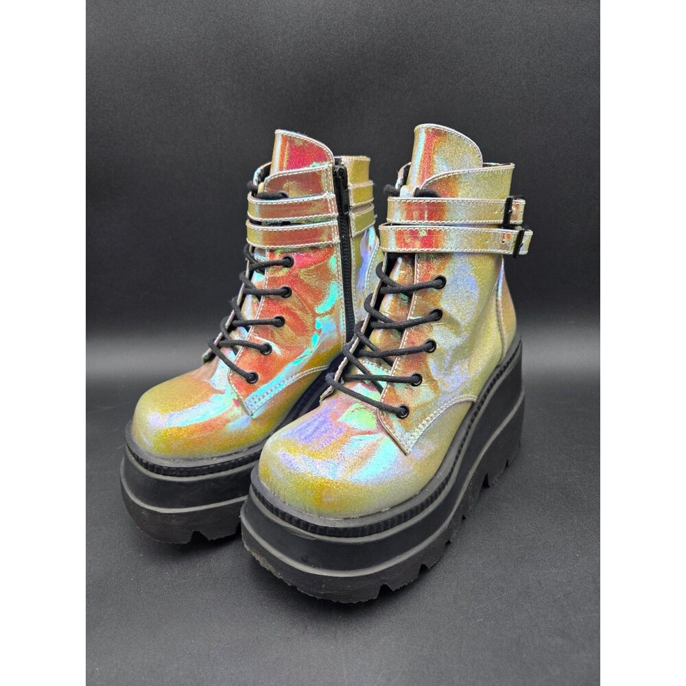 Demonia Boots Womens US 6 Shaker 52 Glitter Platform Holographic Goth Fairy Rave